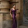 VESTIDO DE FESTA AYLA PAETÊ FRANJA OMBRO - ROXO