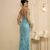 VESTIDO DE FESTA SORAYA PAETÊ SEREIA - AZUL SERENITY