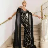 VESTIDO DE FESTA LANA PAETÊ COM CAPA - PRETO