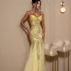 VESTIDO DE FESTA LETICIA T.Q.C PAETÊ - AMARELO