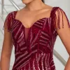 VESTIDO DE FESTA EMILLY OMBRO A OMBRO PAETÊ - MARSALA