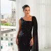 VESTIDO DE FESTA SELENA PAETÊ CAPA UNILATERAL - PRETO