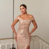 VESTIDO DE FESTA TAYNARA OMBRO A OMBRO FENDA PAETÊ - ROSA