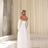 VESTIDO LONGO MILENE MICROTULE BUSTO DRAPEADO - OFF WHITE