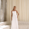 VESTIDO LONGO MILENE MICROTULE BUSTO DRAPEADO - OFF WHITE