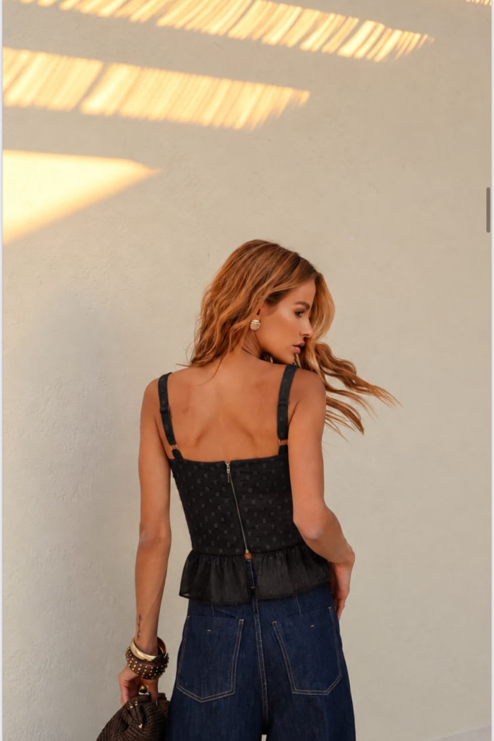 BLUSA VANESSA BARRA PIPOCA - PRETO