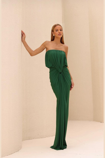 VESTIDO LARA LONGO FENDA FRONTAL - VERDE