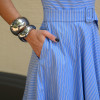 VESTIDO DAIANA ASSIMÉTRICO LISTRADO - AZUL