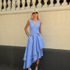 VESTIDO DAIANA ASSIMÉTRICO LISTRADO - AZUL