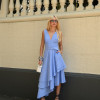 VESTIDO DAIANA ASSIMÉTRICO LISTRADO - AZUL