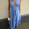 VESTIDO DAIANA ASSIMÉTRICO LISTRADO - AZUL