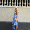 VESTIDO DAIANA ASSIMÉTRICO LISTRADO - AZUL