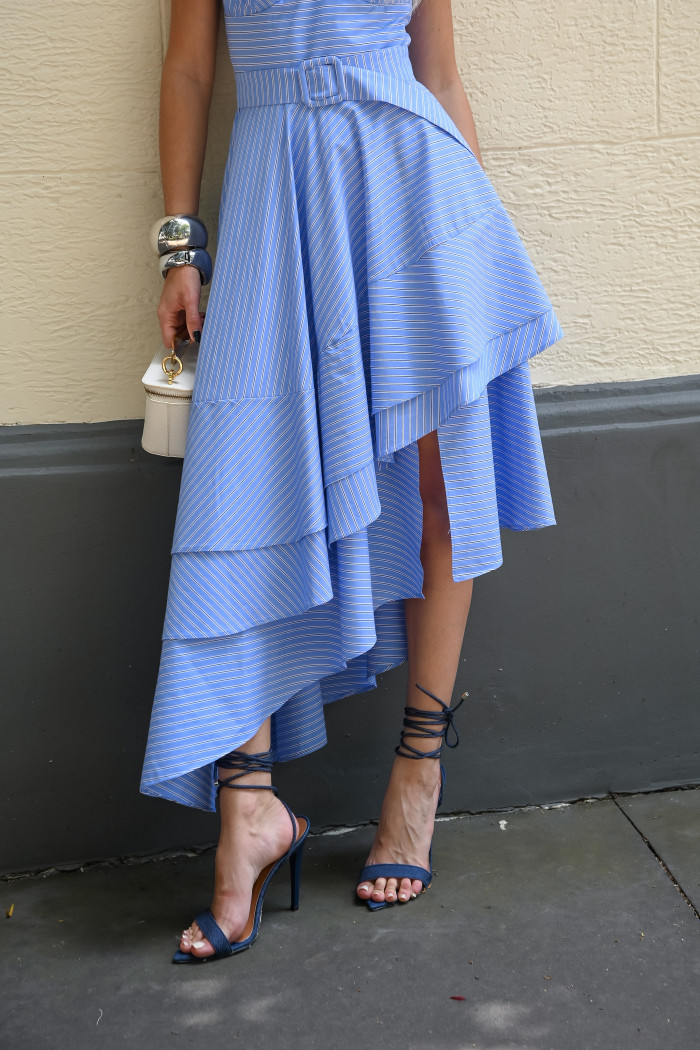 VESTIDO DAIANA ASSIMÉTRICO LISTRADO - AZUL
