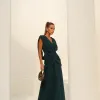 VESTIDO NADINE LONGO CAPA - VERDE GARRAFA