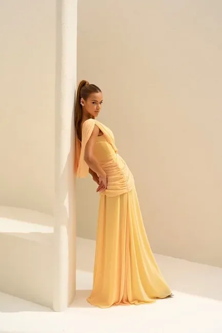 VESTIDO NADINE LONGO CAPA - CAMOMILA