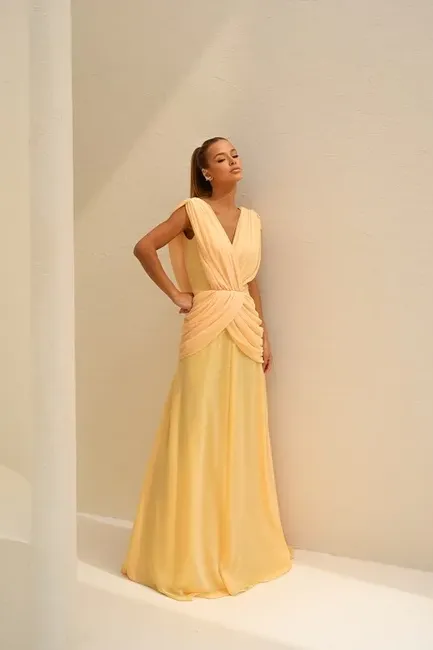 VESTIDO NADINE LONGO CAPA - CAMOMILA
