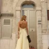 VESTIDO LONGUETE BOTÕES FRENTE ÚNICA COM GOLA - AMARELO
