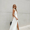 VESTIDO LONGUETE BOTÕES FRENTE ÚNICA COM GOLA - BRANCO