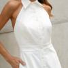 VESTIDO LONGUETE BOTÕES FRENTE ÚNICA COM GOLA - BRANCO