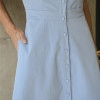 VESTIDO LONGUETE BOTÕES FRENTE ÚNICA COM GOLA - AZUL
