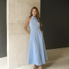 VESTIDO LONGUETE BOTÕES FRENTE ÚNICA COM GOLA - AZUL