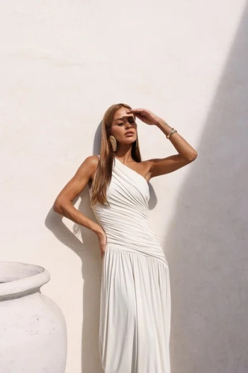 VESTIDO LONGO ASSIMÉTRICO BRUNA - BRANCO