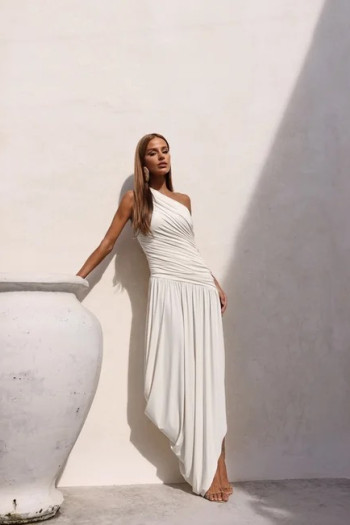 VESTIDO LONGO ASSIMÉTRICO BRUNA - BRANCO