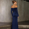 VESTIDO FRANCIELLY LONGO OMBRO A OMBRO JERSEY - AZUL MARINHO