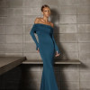 VESTIDO FRANCIELLY LONGO OMBRO A OMBRO JERSEY - VERDE GARRAFA
