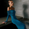 VESTIDO FRANCIELLY LONGO OMBRO A OMBRO JERSEY - VERDE GARRAFA