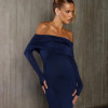 VESTIDO FRANCIELLY LONGO OMBRO A OMBRO JERSEY - AZUL MARINHO