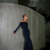 VESTIDO FRANCIELLY LONGO OMBRO A OMBRO JERSEY - AZUL MARINHO