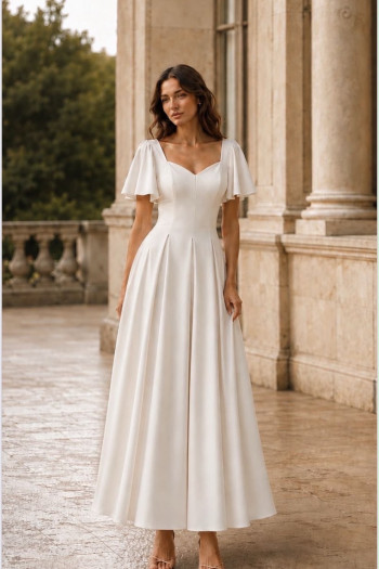 VESTIDO ANA MARIA MANGA SINO - BRANCO