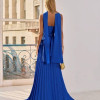 VESTIDO DE FESTA MAITÊ SAIA PLISSADA CHOKER - AZUL ROYAL