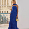 VESTIDO DE FESTA MAITÊ SAIA PLISSADA CHOKER - AZUL ROYAL