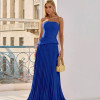 VESTIDO DE FESTA MAITÊ SAIA PLISSADA CHOKER - AZUL ROYAL