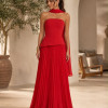 VESTIDO DE FESTA MAITÊ SAIA PLISSADA CHOKER - VERMELHO