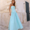 VESTIDO MARCELA LISTRADO CORSÊ - AZUL TURQUESA
