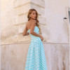 VESTIDO MARCELA LISTRADO CORSÊ - AZUL TURQUESA