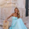 VESTIDO MARCELA LISTRADO CORSÊ - AZUL TURQUESA