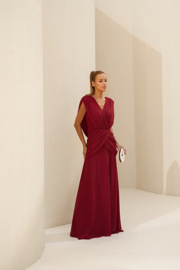 VESTIDO NADINE LONGO CAPA - MARSALA