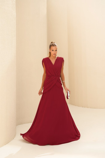 VESTIDO NADINE LONGO CAPA - MARSALA