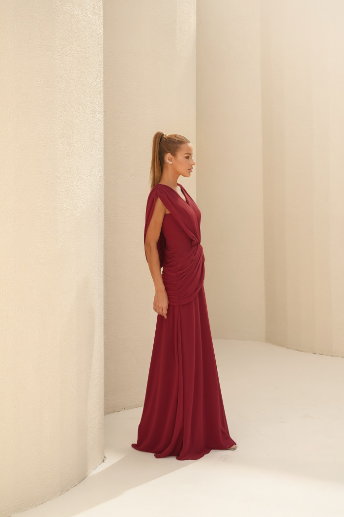 VESTIDO NADINE LONGO CAPA - MARSALA