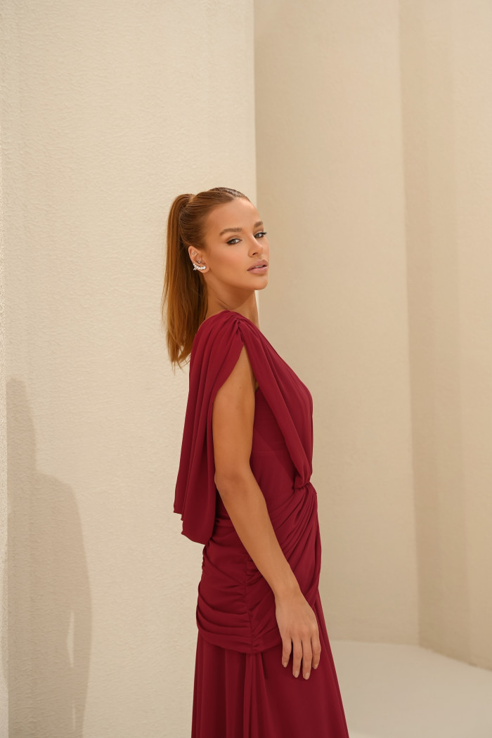 VESTIDO NADINE LONGO CAPA - MARSALA