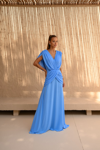 VESTIDO NADINE LONGO CAPA - AZUL SERENITY