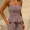 CONJUNTO CANCUN BLUSA PEPLUM LISTRADO - ROSA