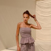 CONJUNTO CANCUN BLUSA PEPLUM LISTRADO - ROSA
