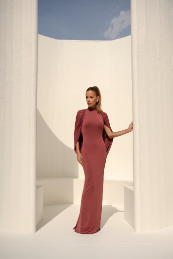 VESTIDO REBECA LONGO CAPA - ROSA SECO
