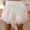 SHORTS MYKONOS EM LAISE BARRA RENDADA - OFF WHITE