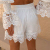 SHORTS MYKONOS EM LAISE BARRA RENDADA - OFF WHITE